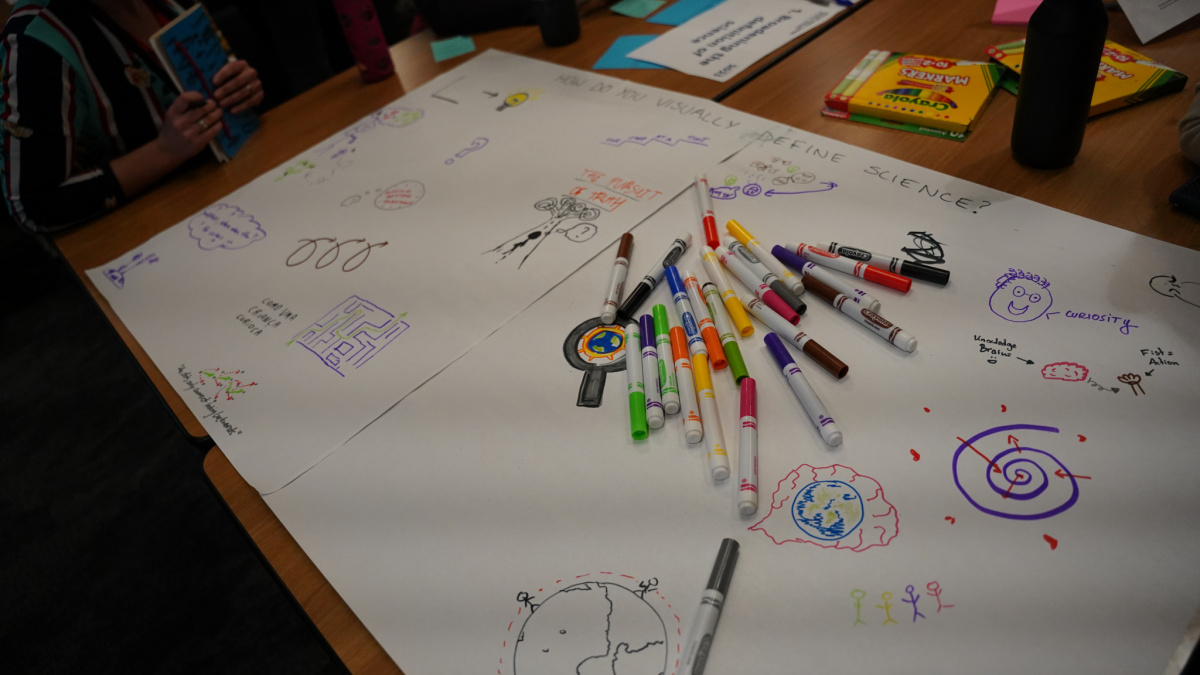 Polar early career scientists in the PECWS 2025 priority theme group ‘broadening the definition of science’ encouraged participants to visually express how they defined science.