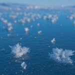 Ice crystals on the surface of water