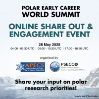 Polar Early Career World Summit Online Share Out and Engagement Event; 28th of May; organized by APECS and PSECCO
