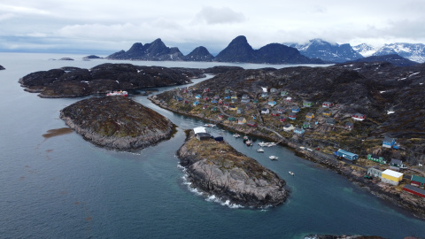 The sceneric town of Kangaamiut, Greenland, is serviced by the Sarfaq Ittuk. 